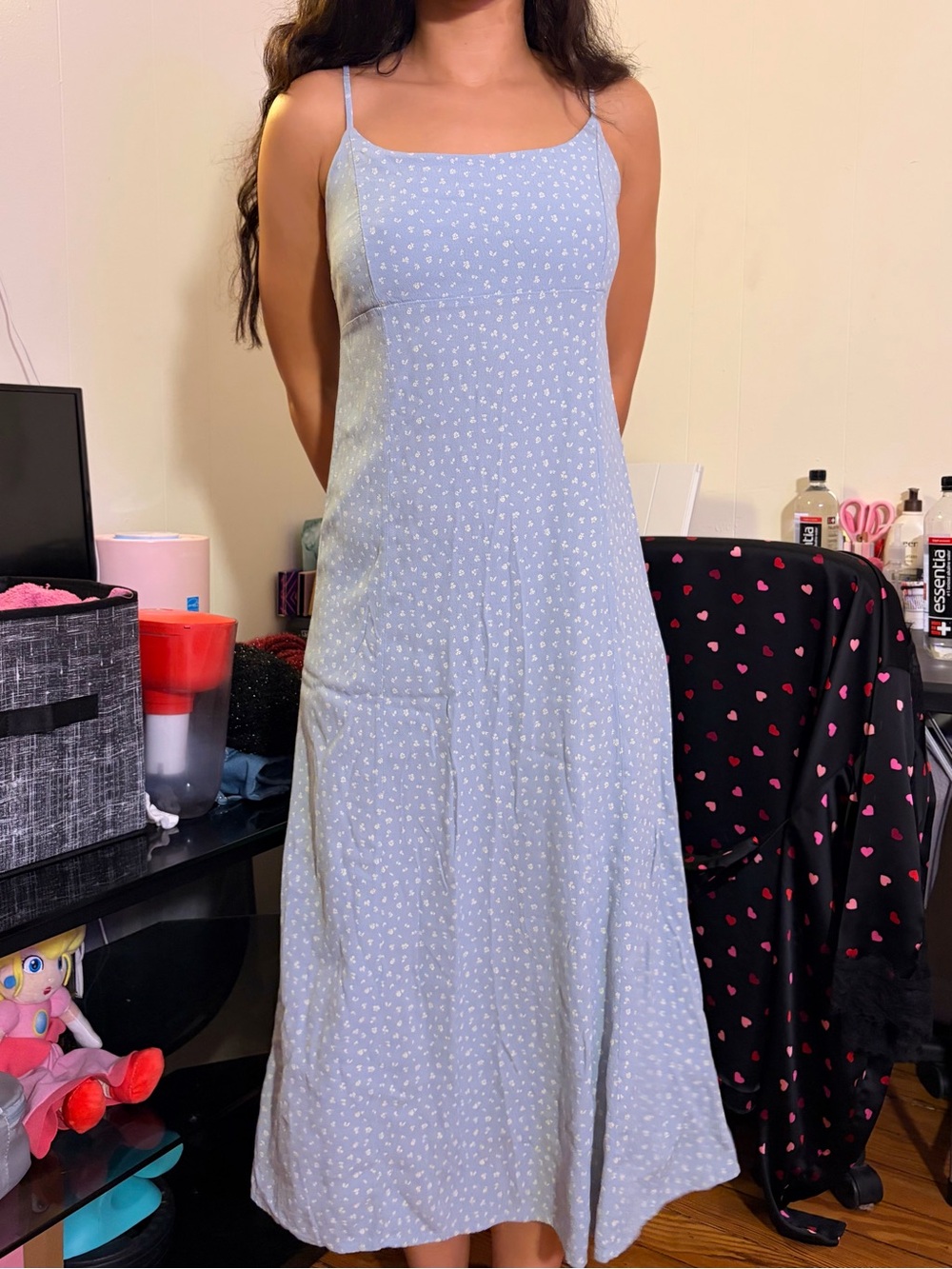 Brandy Melville Colleen Blue Floral Maxi Slip Dress - Picture 3 of 3